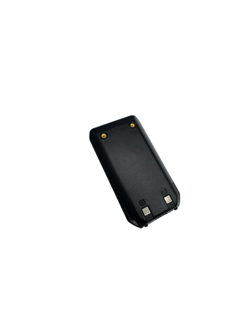 Black rechargeable battery pack with metal contacts, designed for electronic devices. Essential for powering compatible gadgets efficiently.
